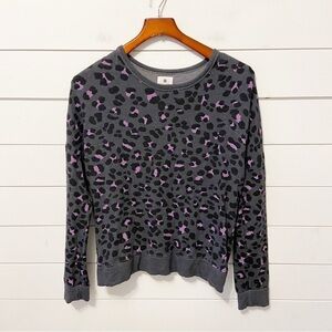 Sundry | Black/Purple Leopard Print Sweatshirt Size 2